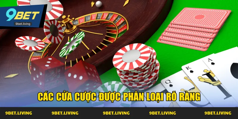 Các cửa cược được phân loại rõ ràng