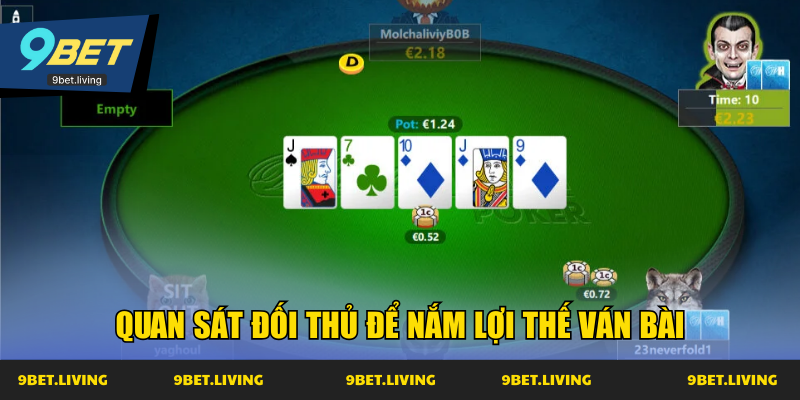 Quan sát đối thủ để nắm lợi thế ván bài